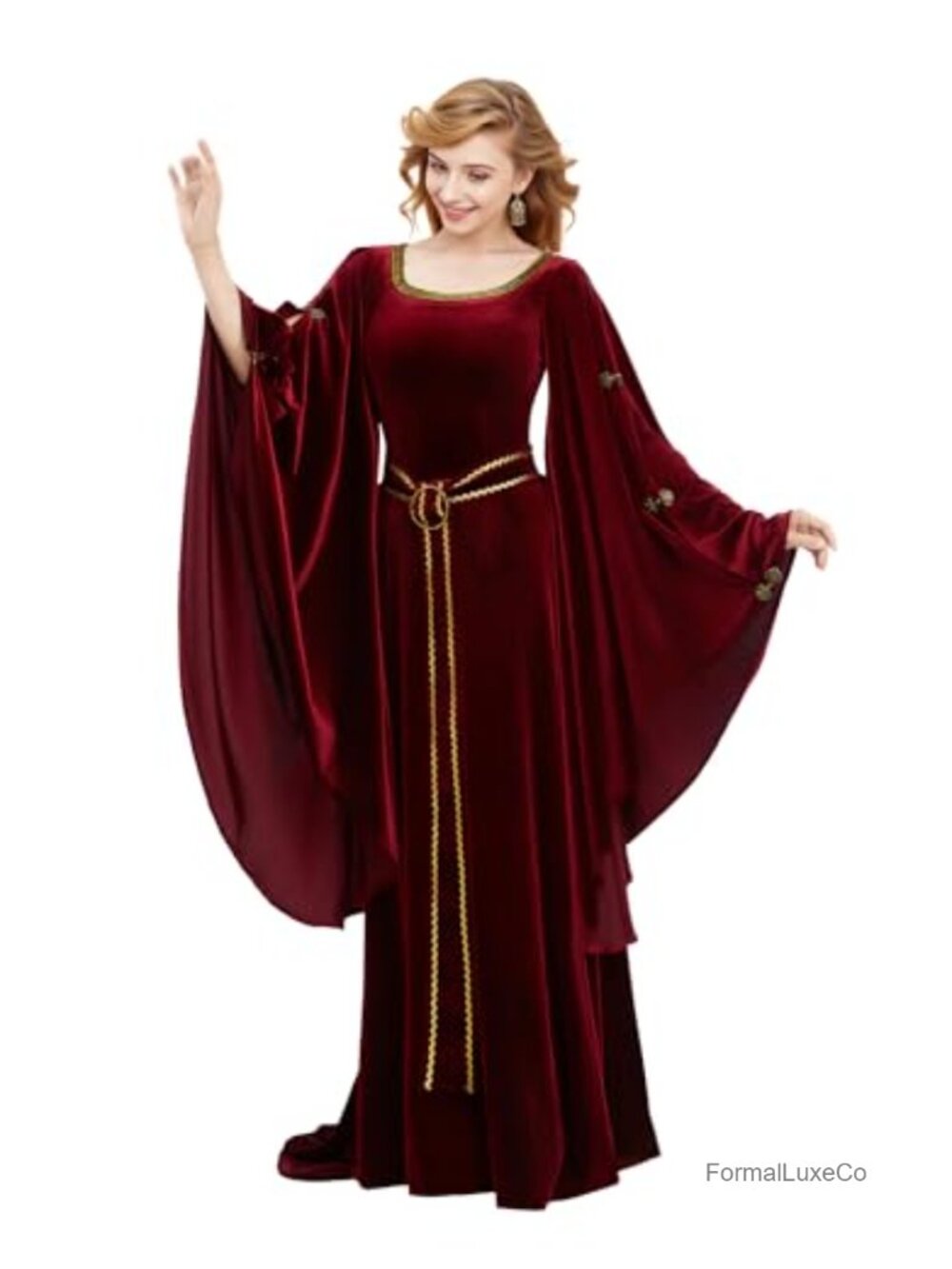 Evil Witch Cosplay Velvet Renaissance Dress with Belt